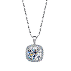 S925 plata esterlina pequeño cubo azúcar Moisan collar Mujer Pan clavícula cadena luz lujo nicho diseño sentido <span class=keywords><strong>Ing</strong></span> estilo C - Product Image 5