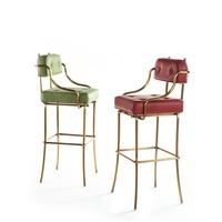 Chaise de bar de style nordique, luxe léger, moderne, minimaliste, élégante, en cuir PU, avec dossier haut en fer, tabouret pour salon