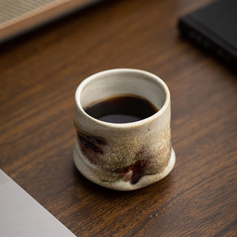 Popxstar  Japanese-style Coarse Pottery Coffee Cup Retro Hand-kneaded Pleated Mug Kitchen Livingroom Latte Concentrated Teacup Kitchenware main image 1