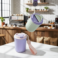 Bouteille isotherme personnalisée en acier inoxydable écologique de 350 ml, tasse à café contemporaine à double paroi, couvercle sans BPA, 6-12