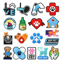 Breloques pour chaussures d'hôpital vétérinaire à thème dessin animé, réutilisables, en PVC souple, décorations DIY, accessoires pour sabots à thème médical pour animaux de compagnie, vente en gros