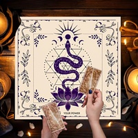 Nappe de table de tarot personnalisable en velours, pentagramme noir, style rétro européen, anti-poussière, tapis de divination pour la maison