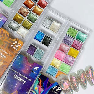 Set di 6 Colori di Smalto Glitterato per Unghie, Set di Colori ad Acquerello Brillanti e Perlescenti - Product Image 4