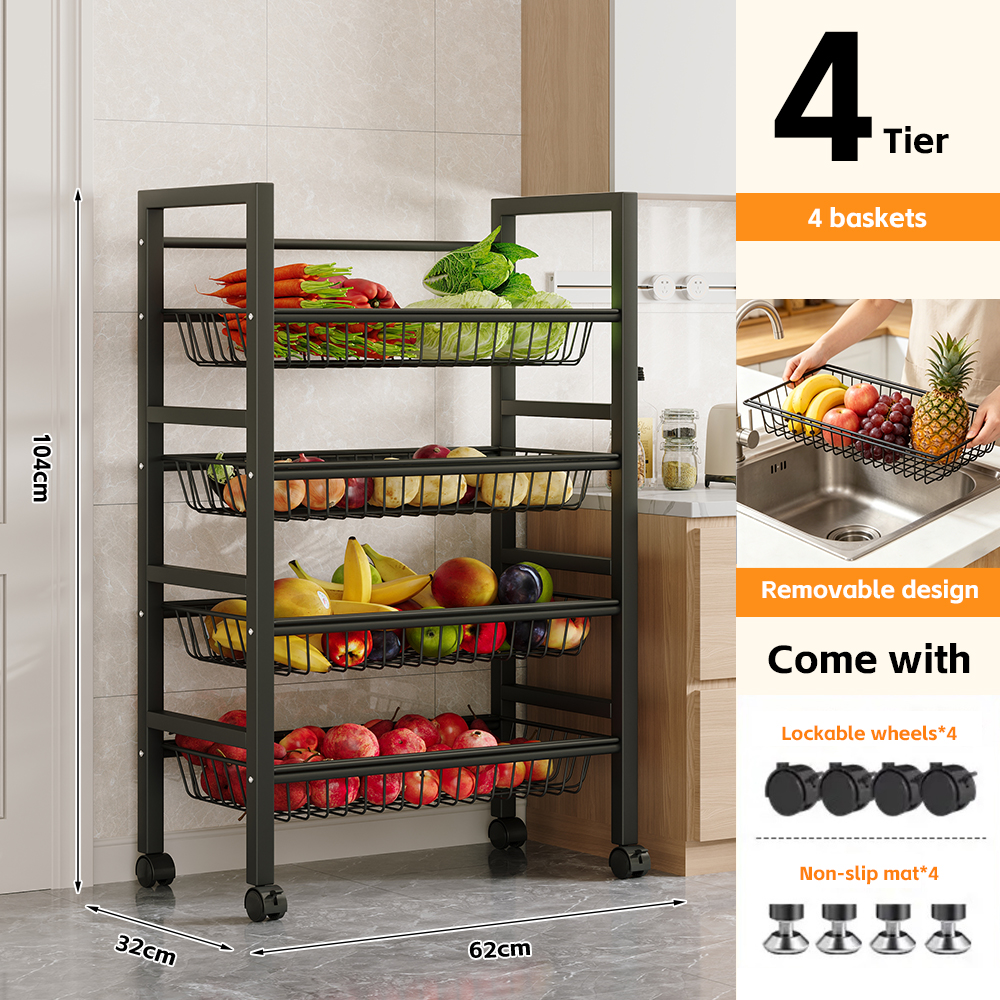 Black 4-Tier 4 Baskets