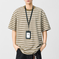 T-shirts décontractés pour hommes à rayures texturées en 3D, en polyester, à manches courtes, coupe ample, couleurs contrastées