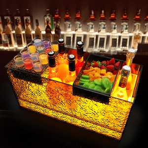 LED Illuminated Ice <b>Bucket</b> Rectangle <b>Plastic</b> With Fruit Pattern Party Beverage Tub For Bar KTV - Product Image 1