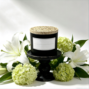 LUFU Toptan %100 Pamuklu Fitilli Cam Kavanoz Kokulu Mum 2 Fitilli Aromaterapi Mum Yuvarlak Cam Kavanozda Ahşap Kapaklı - Product Image 5