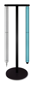 Customizable Cylindrical Metal Fine Tip <b>Pen</b> and Soft Stylus Desk Set with T-Shaped Stand Round Base Corporate Gift - Product Image 2