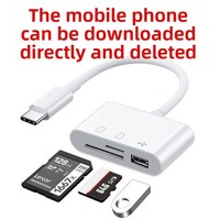 Adaptateur OTG multifonctionnel 3 en 1 avec connecteur USB C, lecteur de carte TF/SD pour téléphone portable Xiaomi Oneplus iPhone OPPO