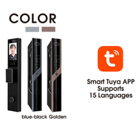 Tuya Modern V800 Slimme Deurgreep Slot met Gezichtsherkenning Groothandel Zwart Aluminium Legering WiFi Verbinding voor Huishoudens