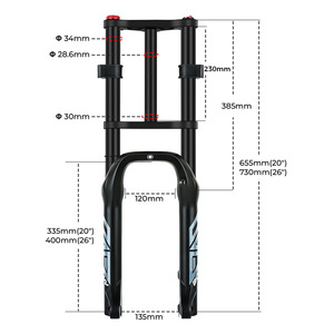 Horquilla Delantera Bolany de Doble Suspensión de Aire para Bicicleta de Nieve, 20/26 Pulgadas, Eje QR de Aluminio de Alta Resistencia, Tubo de Bajada de 400 mm - Product Image 5