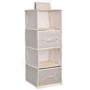 Custom 4-Tier Hanging Closet Storage Organizer Simple Houseware with 4 Shelves Removable <b>Drawers</b> Stainless Steel Double Layers - Product Image 6