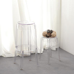 Transparent Acrylic Bar <b>Stool</b> Round Modern Minimalist Plastic High <b>Stool</b> For Living Room Durable Design - Product Image 2