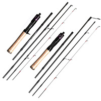 Canne à pêche ultralégère 5 en 1, 1,8 m (6 pi), UL 1-8g, 2-6lb, convertible en 1,55 m (49 cm), poignée en liège, spinning et casting