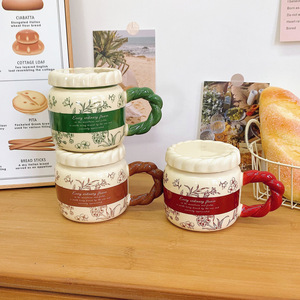 Tasse en céramique de style chinois, design élégant, pour l'eau, pour la maison, pour couple, pour le bureau, tasse à café avec poignée ergonomique - Product Image 4