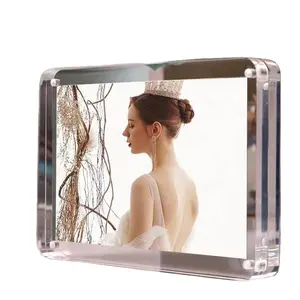 Customized well-designed elegant office home school tabletop clear magnets plastic acrylic photo frame