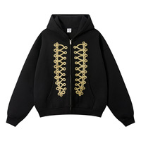 Nouveau sweat à capuche zippé personnalisé en coton, style rétro streetwear, coupe ample et oversize, avec fermeture éclair robuste et logo brodé
