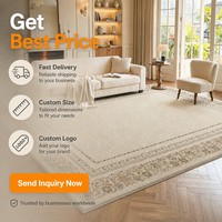 Custom Size Color Traditional Oriental Area Rug Floral Bordered Beige Cream Carpet for Living Room Bedroom Home Decor