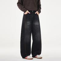 Pantalon High Street Tendance Marque Stretch Coupe Large Effet Couteau Courbé Nouveau Jean Américain Rétro Effet Couteau Courbé pour Homme
