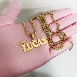 Collar con Colgante Punk de Moda Simple con Nombre en Inglés Personalizado en Acero Inoxidable con Cadena de Eslabones, Regalo para Mujer con Certificación CE - Product Image 4