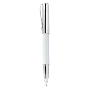 Bolígrafo Rollerball de Metal con Tapa Cromada Blanca, Diseño Clásico, Instrumento de Escritura - Product Image 2