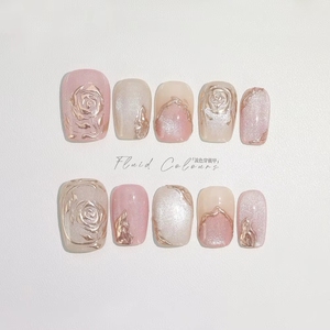 Gran Promoción: <span class=keywords><strong>Uñas</strong></span> Postizas Hechas a Mano, Cortas, Cuadradas, Simples, <span class=keywords><strong>con</strong></span> Diseño de Ojos de Gato, Perlas y <span class=keywords><strong>Flores</strong></span>, Desmontables, Cobertura Total - Product Image 6