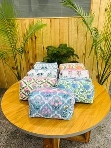 Handmade Floral Cotton Down <b>Zip</b> Makeup Bag Bridesmaid Gifts Proposal Cosmetic Bag Women Cosmetic Bags - Product Image 2