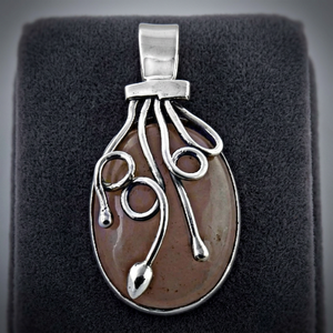 R Art Palace - Colgante de Piedra Natural con Marco de Aleación Plateada, Estilo Vintage, Amuleto Solitario, Joyería de Regalo Unisex - Product Image 1