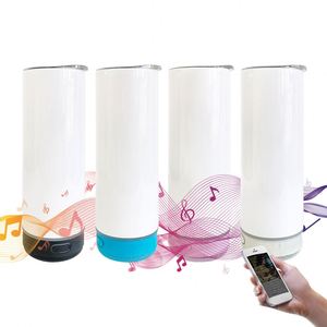 Gobelets droits blancs vierges de 20 oz pour sublimation, avec haut-parleur intelligent sans fil et lecteur de musique USB, pour vinyle de transfert thermique - Product Image 1