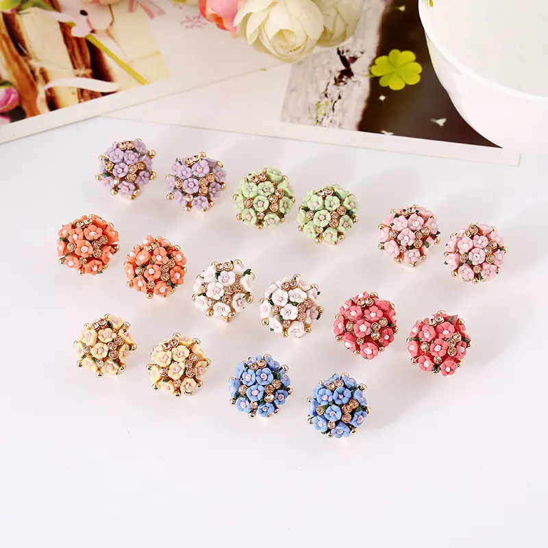 Rose flower earrings Korean version of the popular foreign trade jewelry Ceramic cute earrings