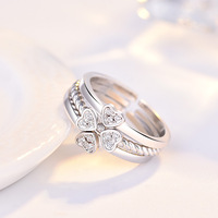 Juego de Anillos Apilables Desmontables 3 en 1 Clover Open, Anillos Apilables, Regalo de Navidad para Influencers y Mejores Amigas
