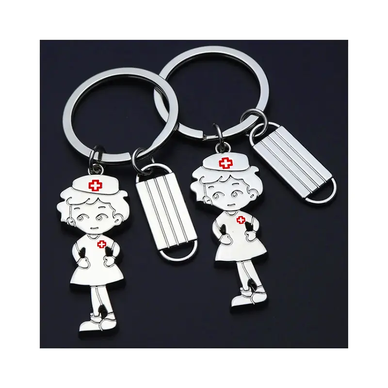 Wholesale Custom Medical Accessories Tool For Doctors Metal Creative Key Ring Doctor Promotional Gift Nurse Metal Key Chain