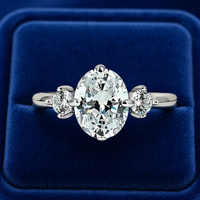Bague empilable Aimgal certifiée GRA Socialite Circle, moissanite ovale 2 carats en forme d'œuf de colombe, plaqué or 18 carats sur argent 925, bijou fin, cadeau
