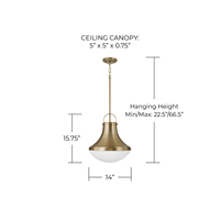Moderne minimalistische hanglamp met overgangsdesign, verouderd messing met zacht wit glas voor eetkamer, restaurant en woonkamer
