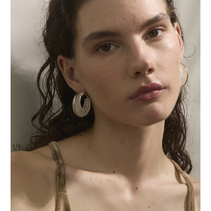 JINYOU 1638 Sommerliche Elegante Wasserfeste Ohrringe, Runde Hohle Hängeohrringe aus Vergoldetem Edelstahl mit Acetat-Schmuck - Product Image 5