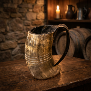 Jarra de Cuerno de Búfalo Vikinga Antigua Moderna, Hecha a Mano, Ecológica, Impermeable, Artesanía Natural, Precio Económico - Product Image 1