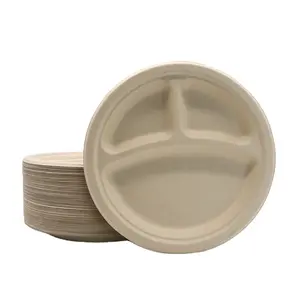 Customizable Disposable Oval And Round Plates Environmentally Friendly Bagasse Material For Parties