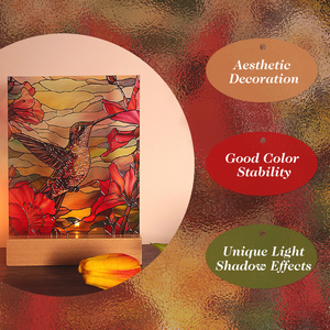 Elegante Portavelas de Vidrio Teñido - Exhibidor de Madera con Retroiluminación a la Luz de las Velas para Decoración del Hogar - Product Image 5