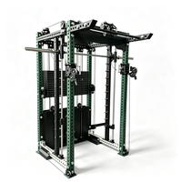 Mesin Smith Gym Rumahan Komersial 3-in-1 dengan Beban Selectorized Ganda 70kg, Konstruksi Baja Karbon, Kabel Cross Power Pulse