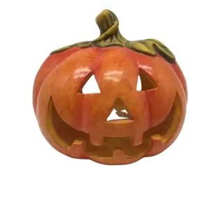 new design Tang tri-color glazed ceramics halloween pumpkin home decoration