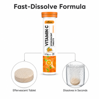 Comprimés effervescents de vitamine C 1000 mg pour adultes avec du magnésium, saveur orange, complément alimentaire