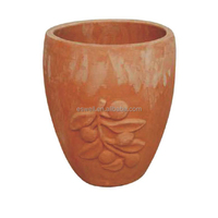 Pots en terre cuite vintage, embossés, respirants, pour plantes, arbustes de jardin, pots décoratifs pour cour