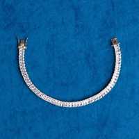 Pulsera de Eslabones Cubanos de Plata de Ley 925 con Diamante Moissanita Cultivado en Laboratorio, Acabado Liso