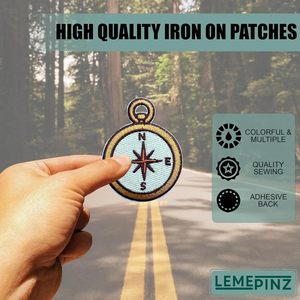 Compass Embroidery Patch 3 Inches Iron On Sew On Travel <b>Applique</b> For Bags Decorative Patch - Product Image 5