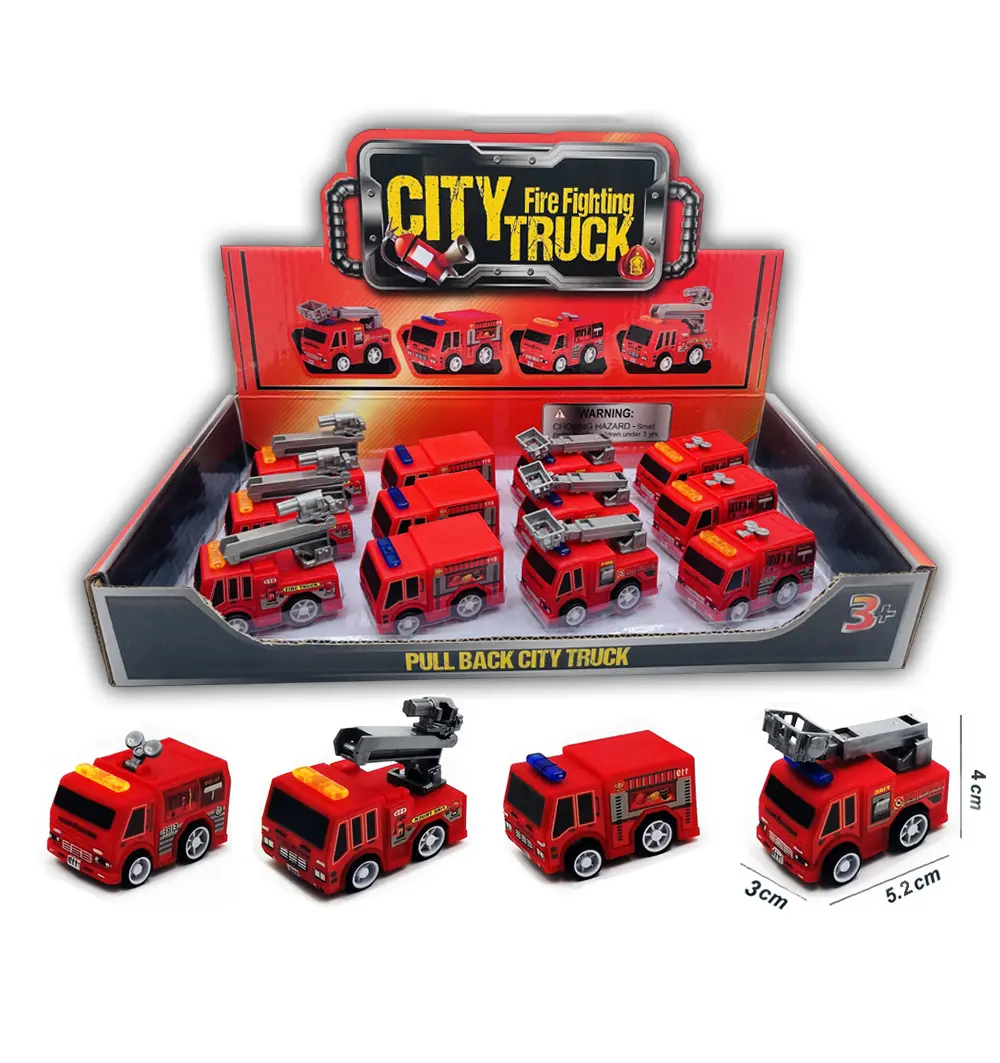 12 adet araba modeli oyuncak geri çekin araba sürtünme mobil araç şehir için yangın söndürme kamyonu çocuk Mini plastik oyuncak arabalar Boy hediye