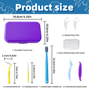 Portable Oral Hygiene Kit Transparent Dental Tray Organizer Plastic Storage <b>Case</b> <b>with</b> <b>Toothbrush</b> Floss Picks and Cleaning Tools - Product Image 5