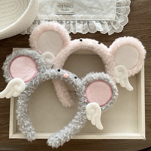 ربطة شعر مرنة بتصميم أجنحة ملاك فروية لطيفة للفتيات، عصابة رأس كرتونية على شكل فيل للنساء، إكسسوار شعر بالجملة - Product Image 4