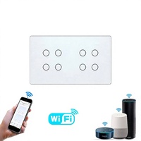 Interrupteur intelligent Wi-Fi universel de type 146 compatible avec Alexa, commande vocale et fonctionnement à distance ; doté de protection en verre trempé 10A