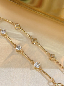 Xinfly 18K <b>Solid</b> <b>Gold</b> Natural Diamond Bracelet Link Chain Bracelet Handmade Bracelet Women Daily Wear - Product Image 3