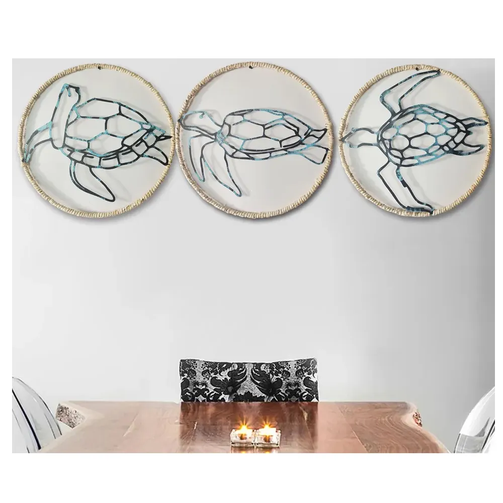 AHOME New Arrival House Living Room Beach Sea Turtle Animal Art Metal Wall Decorations For Home Luxury